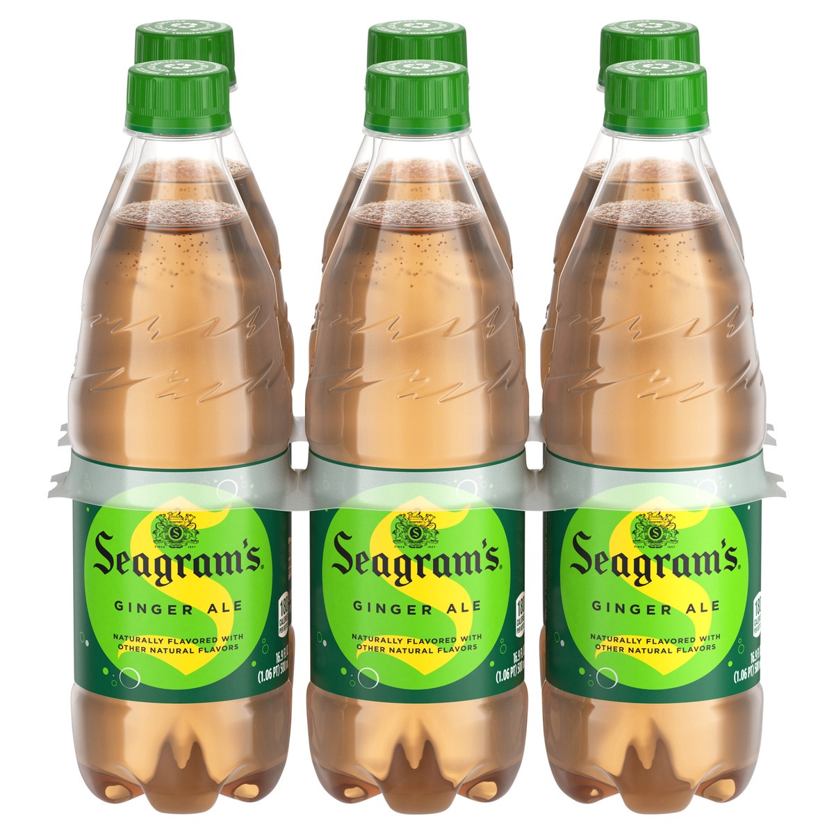 slide 1 of 2, Seagram's Seagrams Ginger Ale Bottles, 16.9 fl oz, 6 Pack, 6 ct