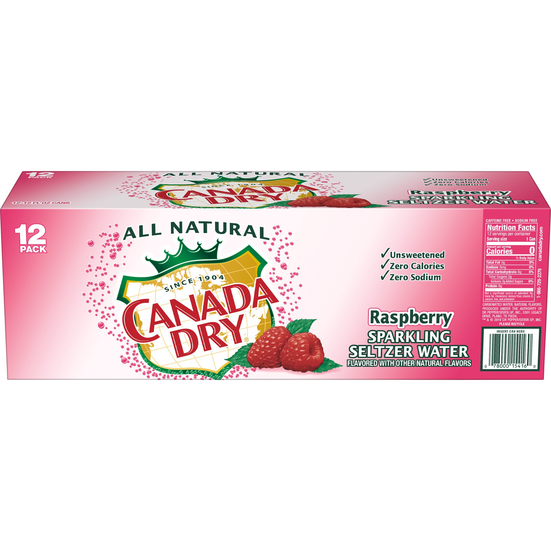 slide 4 of 5, Canada Dry Raspberry Sparkling Seltzer Water, 12 fl oz cans, 12 pack, 12 ct: 12 fl oz