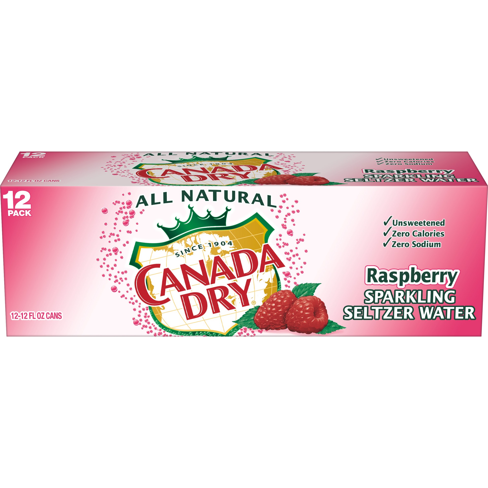 slide 3 of 5, Canada Dry Raspberry Sparkling Seltzer Water, 12 fl oz cans, 12 pack, 12 ct: 12 fl oz