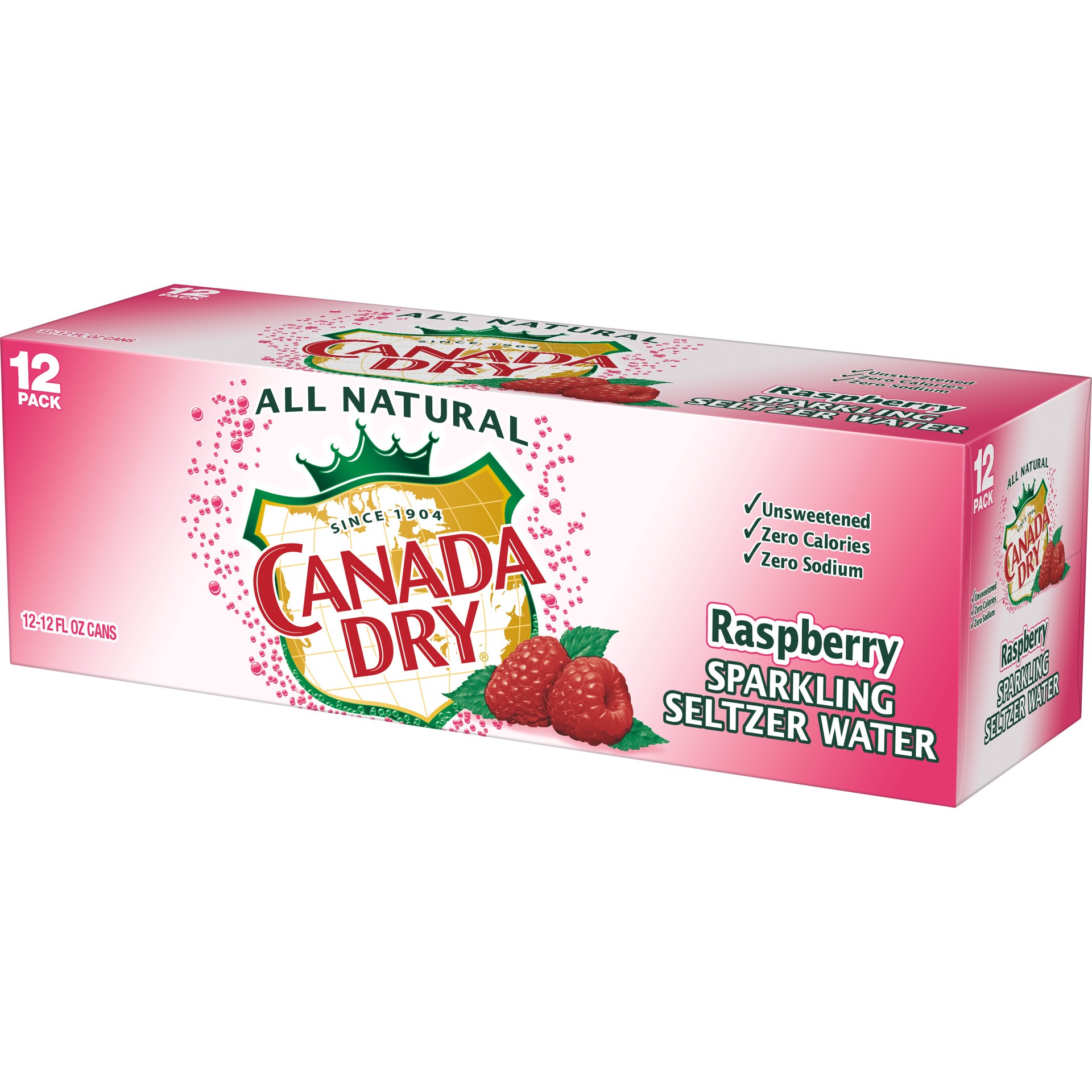 slide 2 of 5, Canada Dry Raspberry Sparkling Seltzer Water, 12 fl oz cans, 12 pack, 12 ct: 12 fl oz