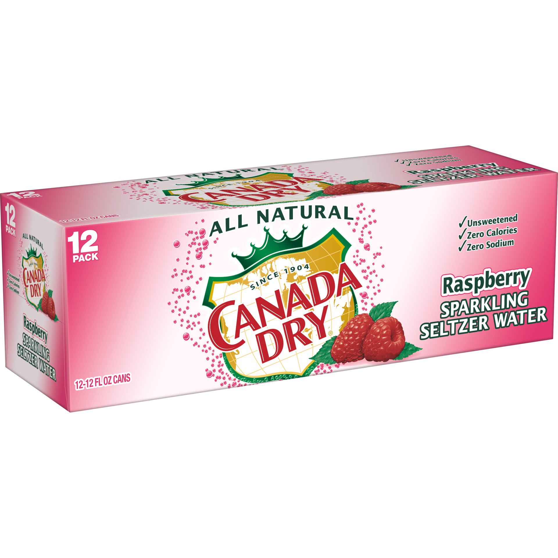 slide 5 of 5, Canada Dry Raspberry Sparkling Seltzer Water, 12 fl oz cans, 12 pack, 12 ct: 12 fl oz