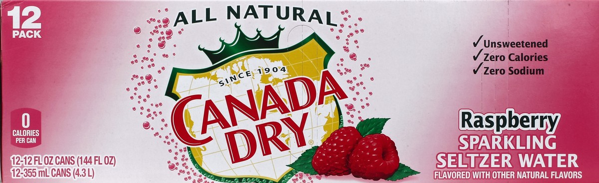 slide 1 of 5, Canada Dry Raspberry Sparkling Seltzer Water, 12 fl oz cans, 12 pack, 12 ct: 12 fl oz