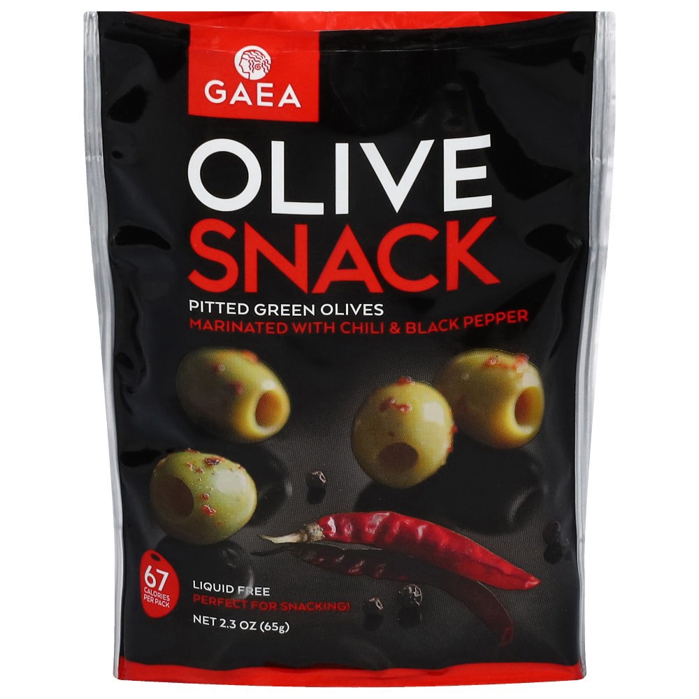 slide 1 of 2, Gaea Pitted Green Olives Olive Snack 2.3 oz, 2.3 oz