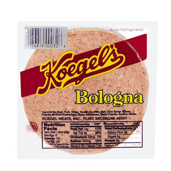 slide 1 of 1, Koegel's Sliced Bologna, 16 oz