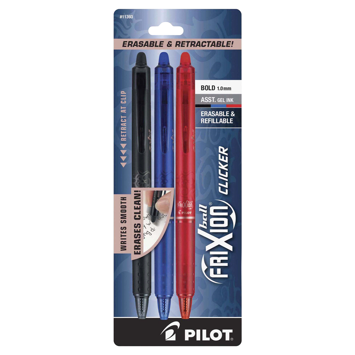 slide 1 of 1, Pilot Frixion Clicker Erasable Pens, 3 ct