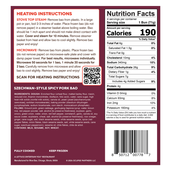 slide 16 of 21, Wow Bao Szechuan Pork Bao, 10 oz