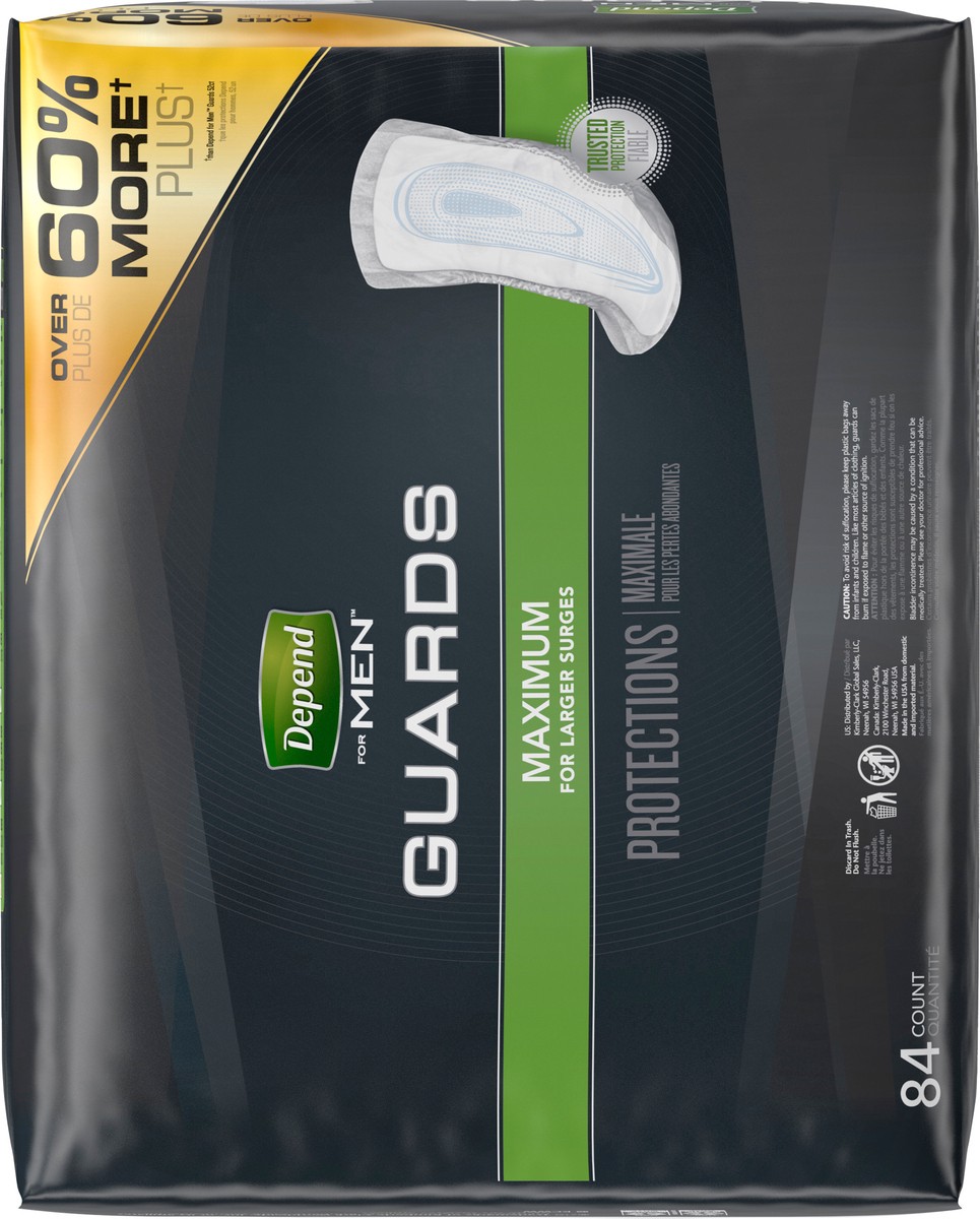 slide 7 of 11, Depend Guards Incontinence Pads for Men, Maximum Absorbency, 84 Count, 1 PK