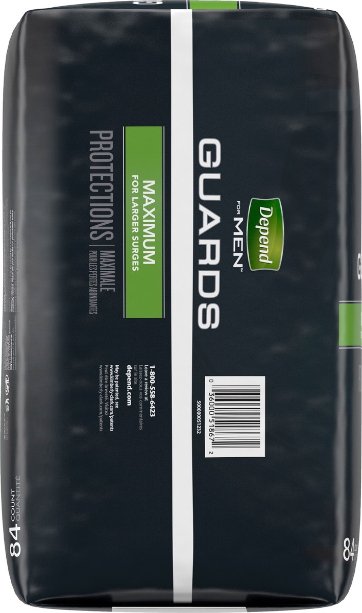 slide 6 of 11, Depend Guards Incontinence Pads for Men, Maximum Absorbency, 84 Count, 1 PK