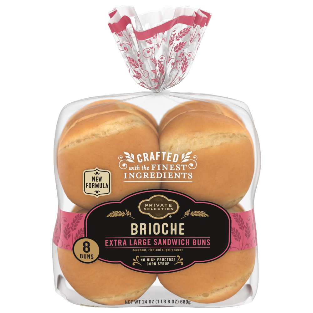 slide 1 of 2, Private Selection Brioche Extra Large Sandwich Buns, 8 ct