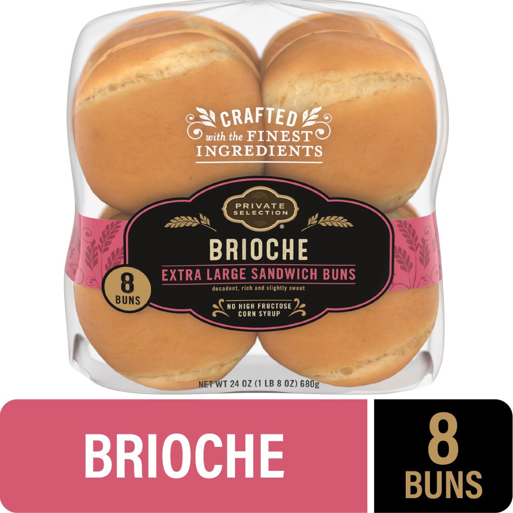 slide 1 of 2, Private Selection Brioche Extra Large Sandwich Buns, 8 ct