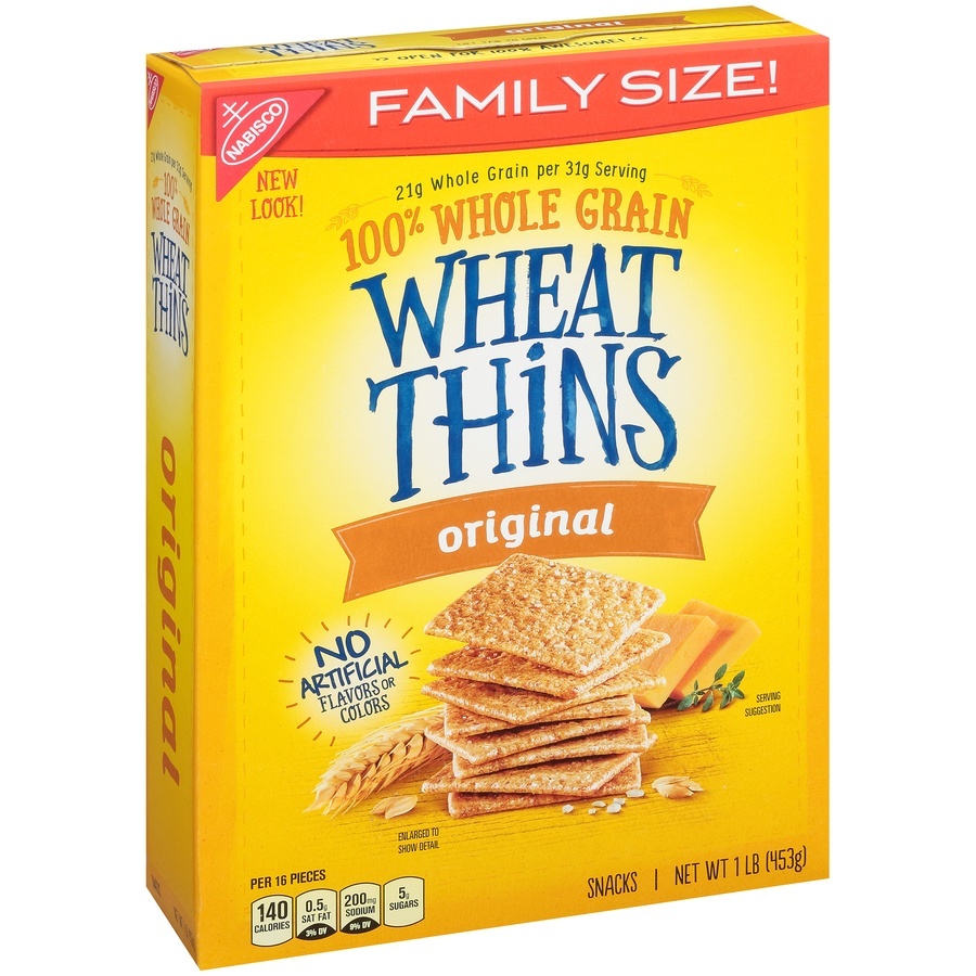 slide 2 of 2, Wheat Thins Original Whole Grain Wheat Crackers, Family Size, 16 oz