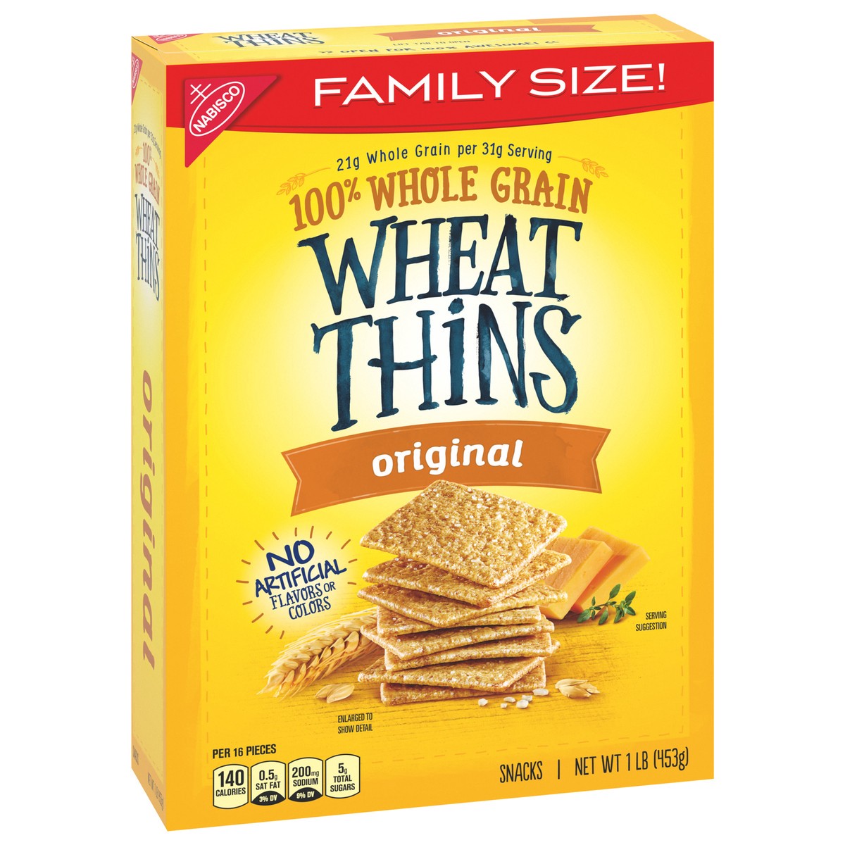 slide 12 of 12, Wheat Thins Original Whole Grain Wheat Crackers, Family Size, 16 oz, 1 lb