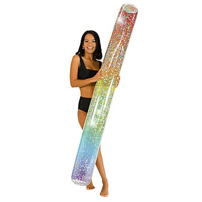 slide 1 of 1, PoolCandy Rainbow Super Glitter Noodle Pool Float, 72 in