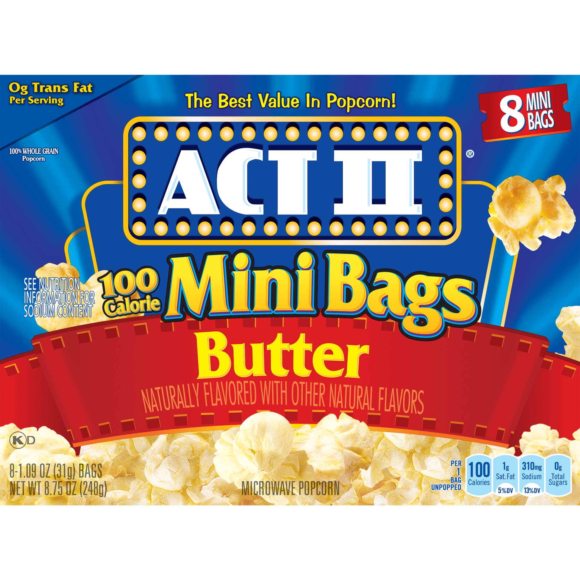 slide 2 of 2, ACT II Microwave Popcorn Mini Bags Butter - 8 CT, 8 ct