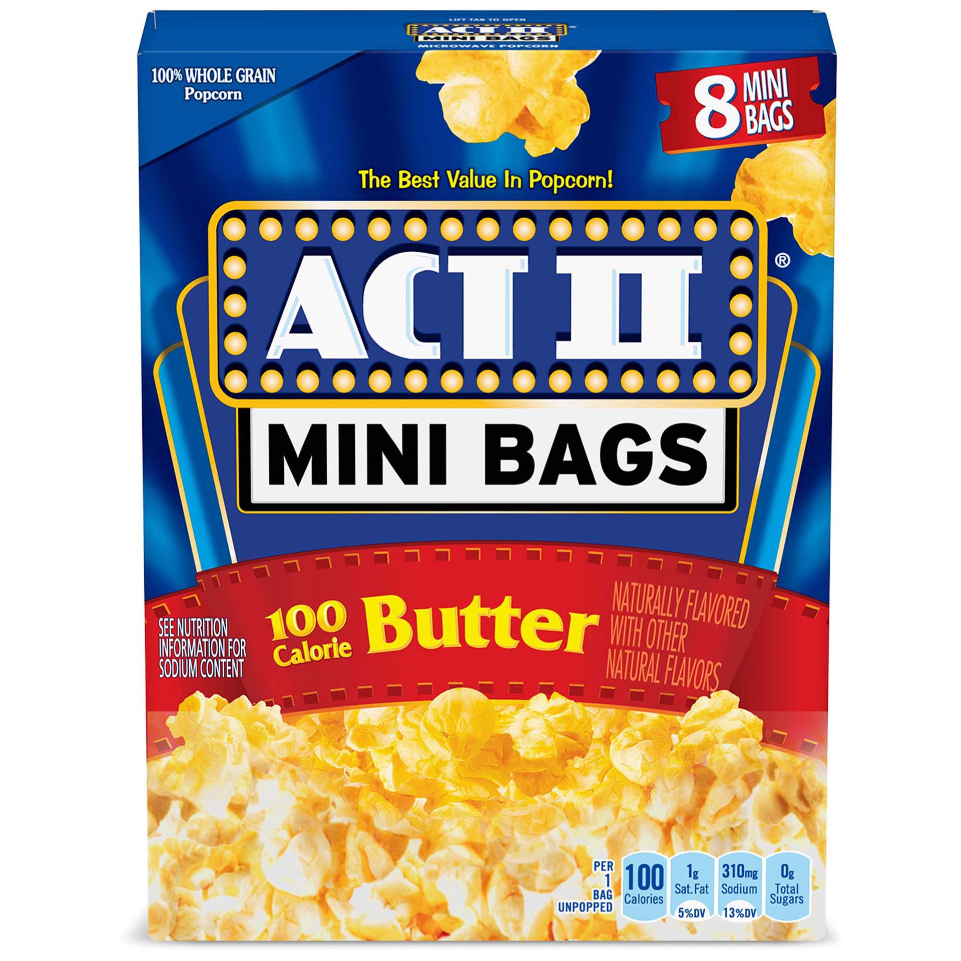slide 1 of 2, ACT II Microwave Popcorn Mini Bags Butter - 8 CT, 8 ct