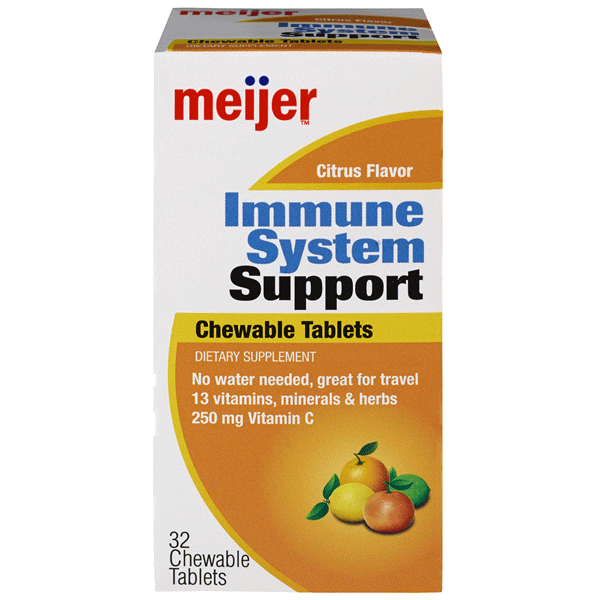 slide 1 of 1, Meijer Immune System Support Citrus Flavor Chewable Tablets, 32 ct