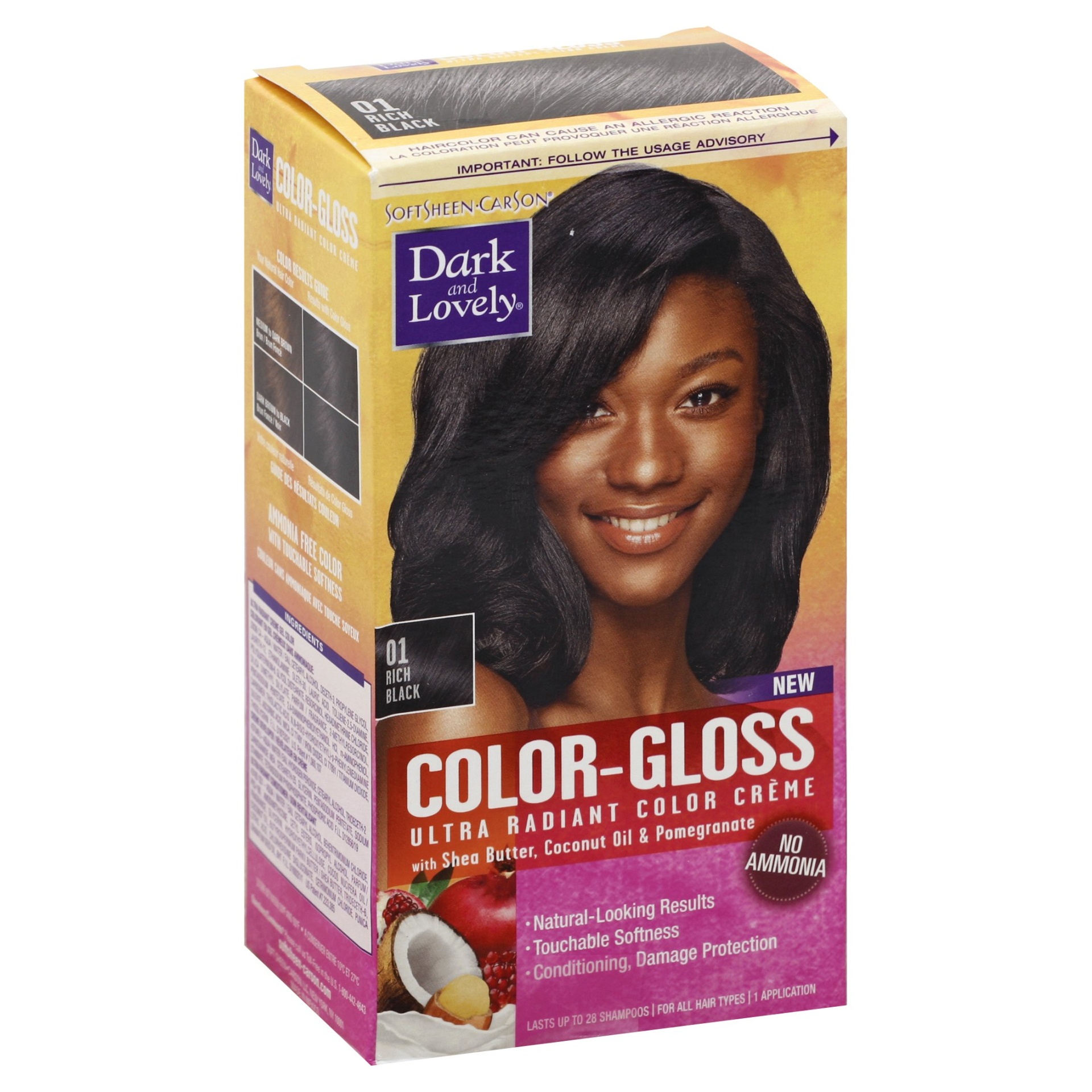 slide 1 of 8, Dark & Lovely Color Gloss Semi Permanent Hair Color - Jet Black, 1 ct