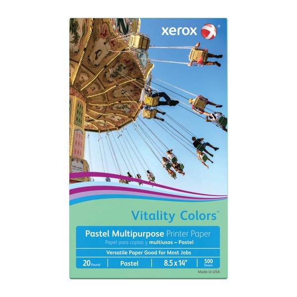 slide 1 of 3, Xerox Vitality Colors Multi-Use Printer Paper, Legal Size 30% Recycled, Green, 500 ct