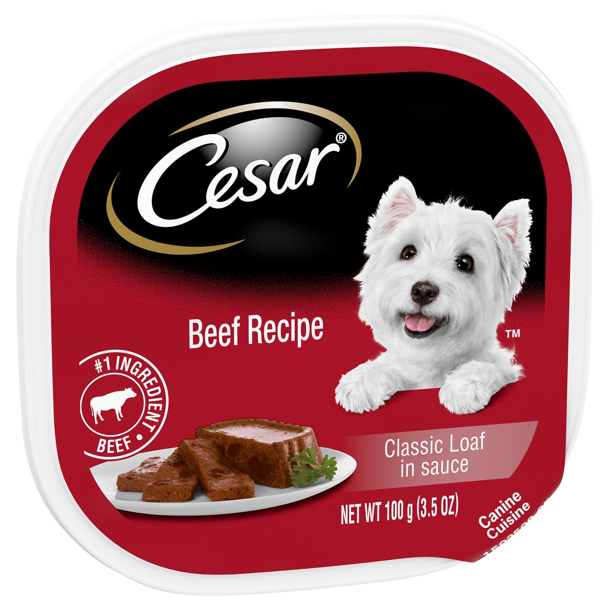 slide 2 of 9, Cesar Canine Cuisine Beef Pate in Meaty Juices Wet Dog Food, 3.5 oz