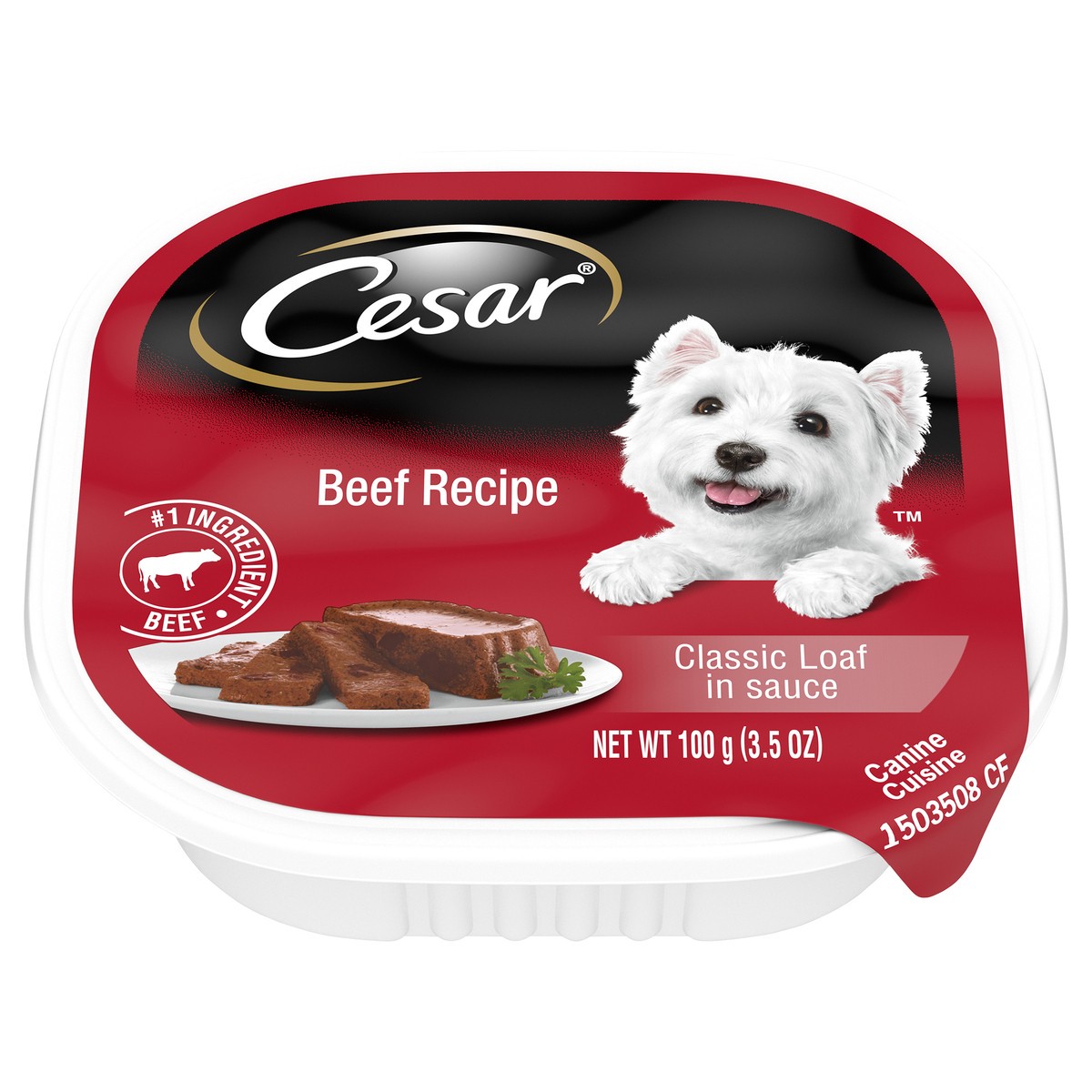 slide 1 of 9, Cesar Canine Cuisine Beef Pate in Meaty Juices Wet Dog Food, 3.5 oz