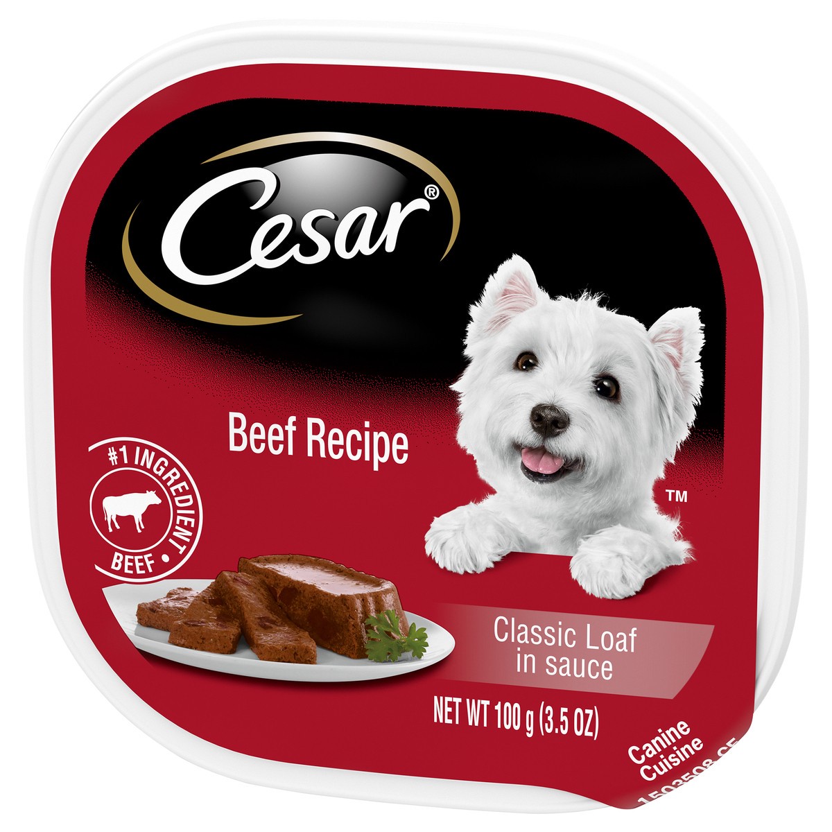 slide 3 of 9, Cesar Canine Cuisine Beef Pate in Meaty Juices Wet Dog Food, 3.5 oz