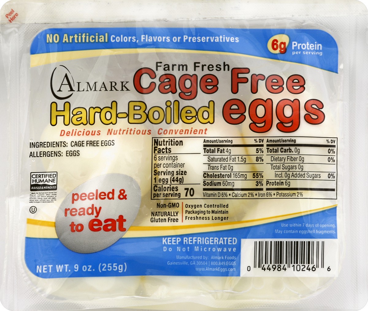 slide 2 of 6, Almark Foods Cage Free Hard Boiled Eggs, 9 oz