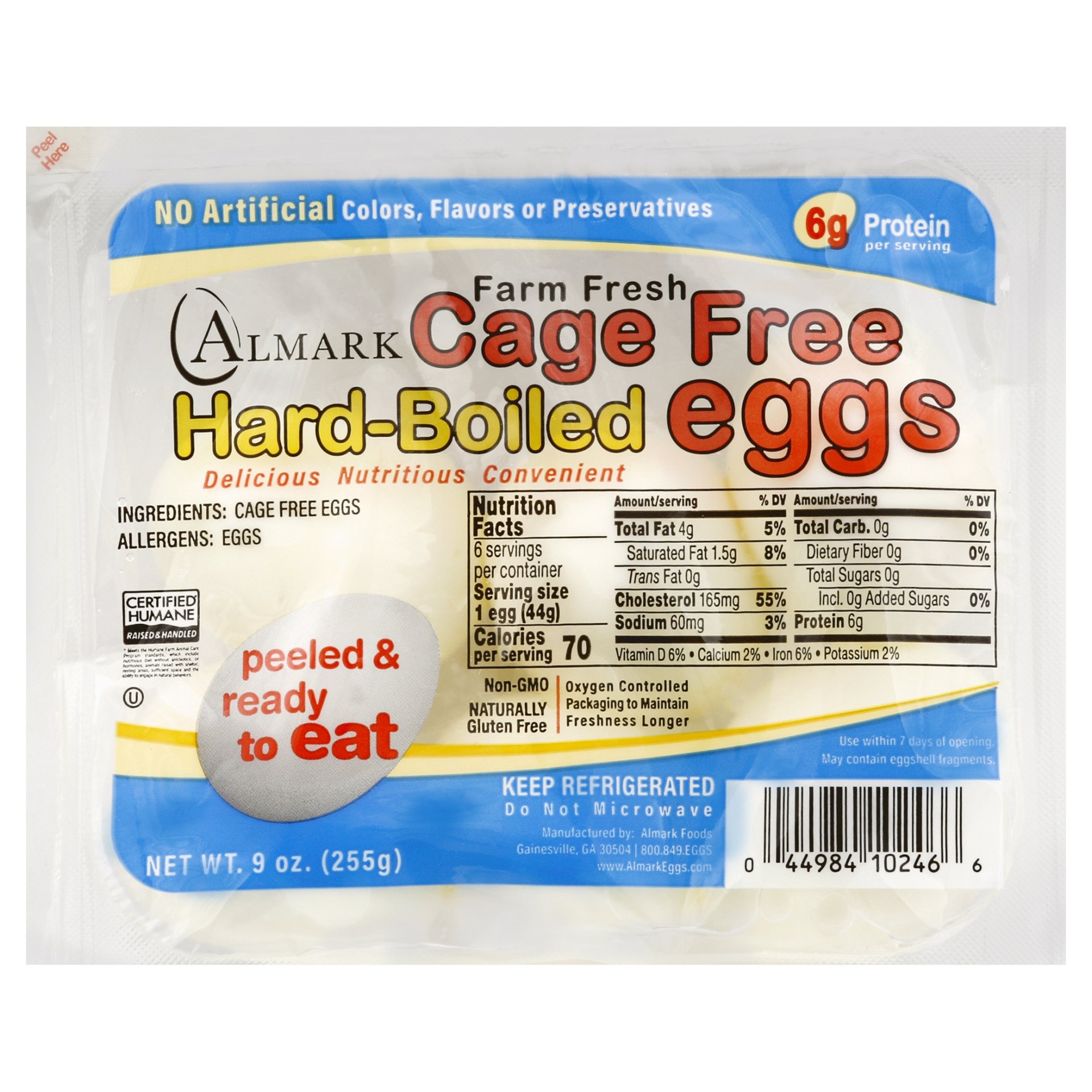 slide 1 of 1, Almark Foods Cage Free Hard Boiled Eggs, 6 ct