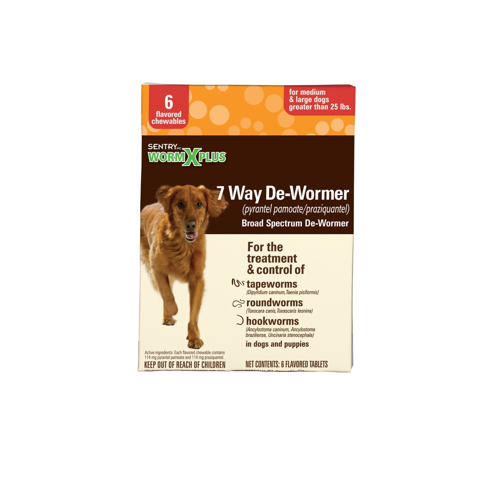 slide 1 of 1, Sentry HC WormX Plus Flavored De-Wormer Chewables for Dogs, 6 ct