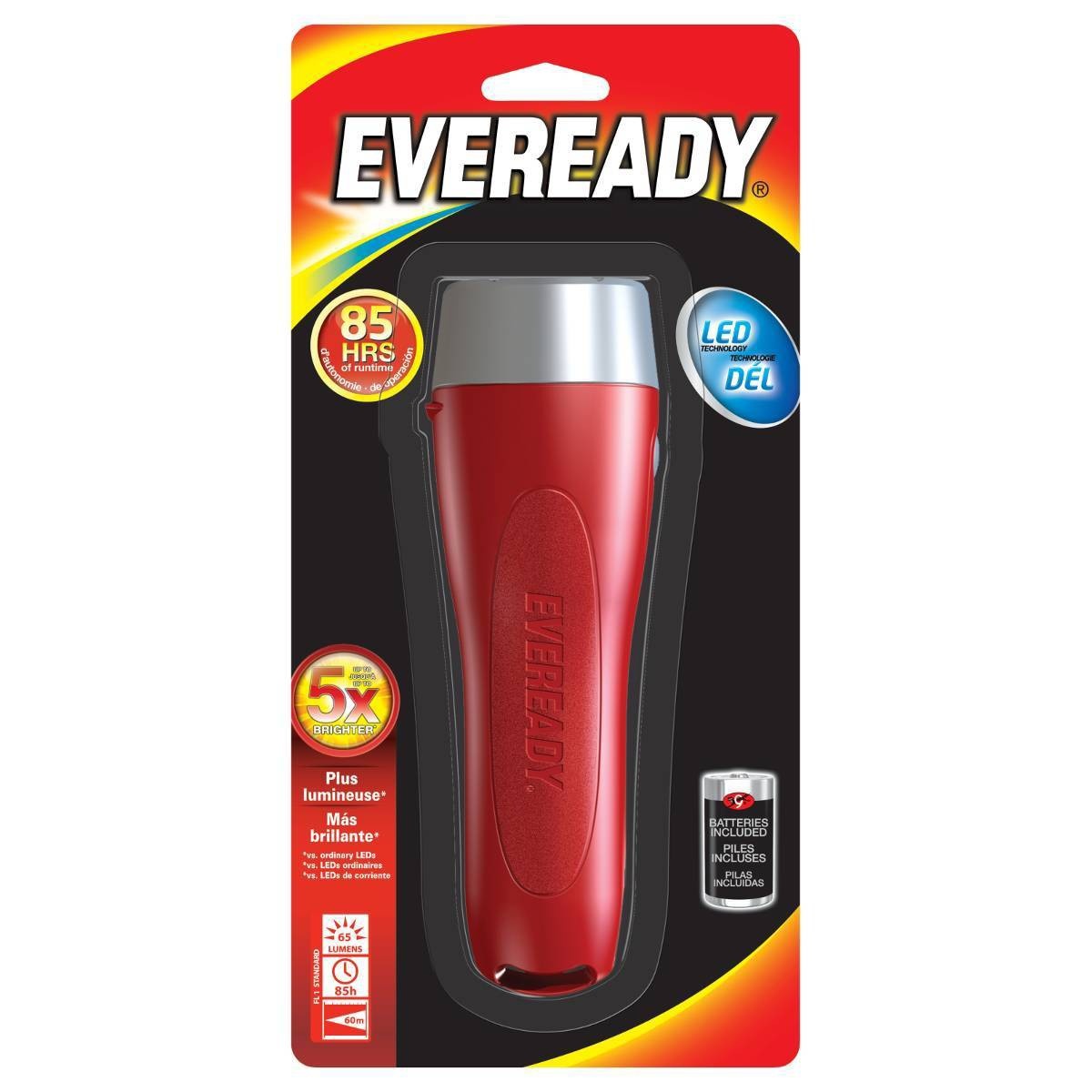 slide 1 of 1, Eveready LED Flashlight (2 D Size Batteries Included), 1 ct