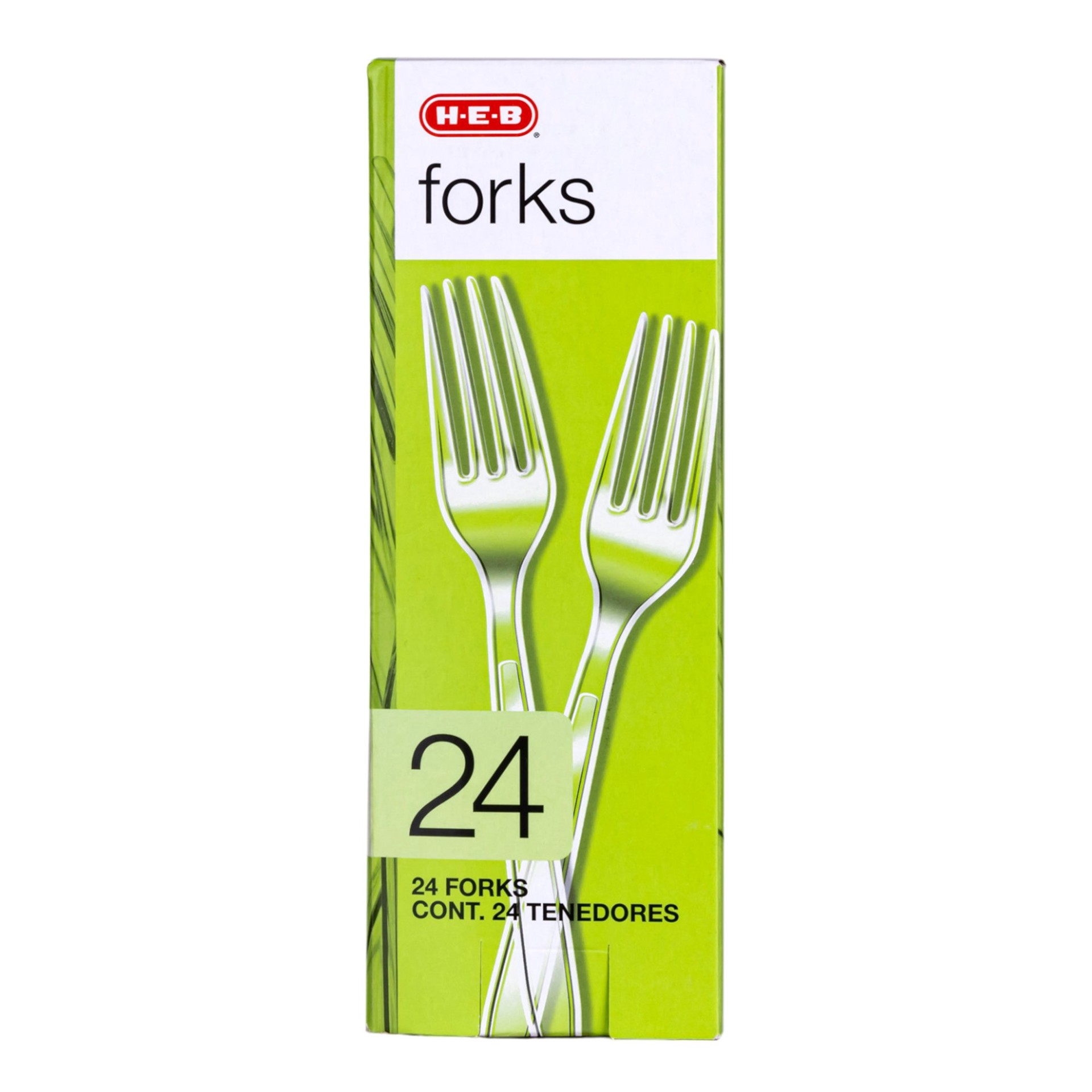 slide 1 of 1, H-E-B Premium Clear Plastic Forks, 24 ct