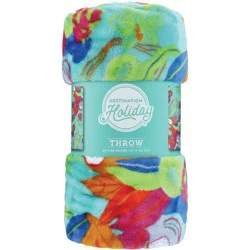 Destination Holiday Teal Floral Throw Blanket