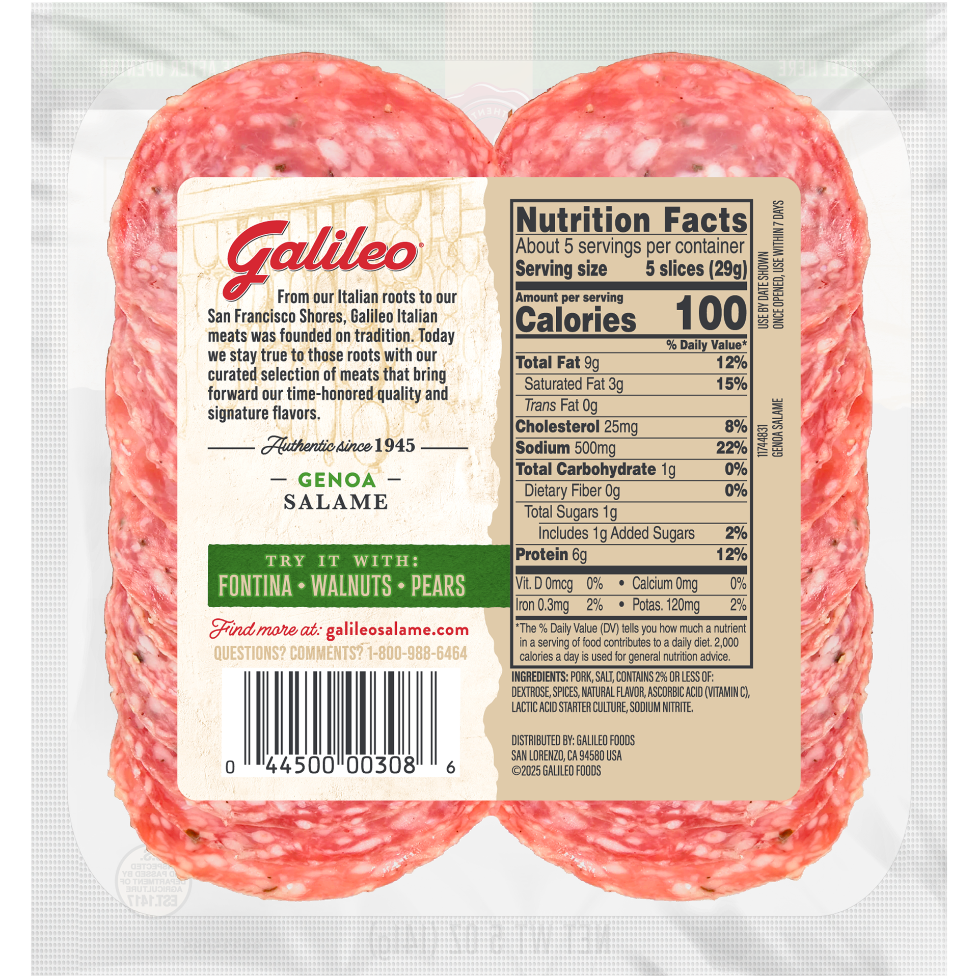 slide 4 of 5, Galileo Genoa Salame, 141.75 g