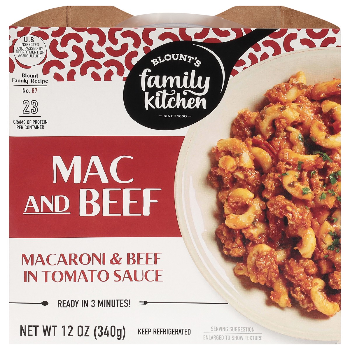 slide 1 of 9, Blount's Family Kitchen Mac and Beef 12 oz, 12 oz