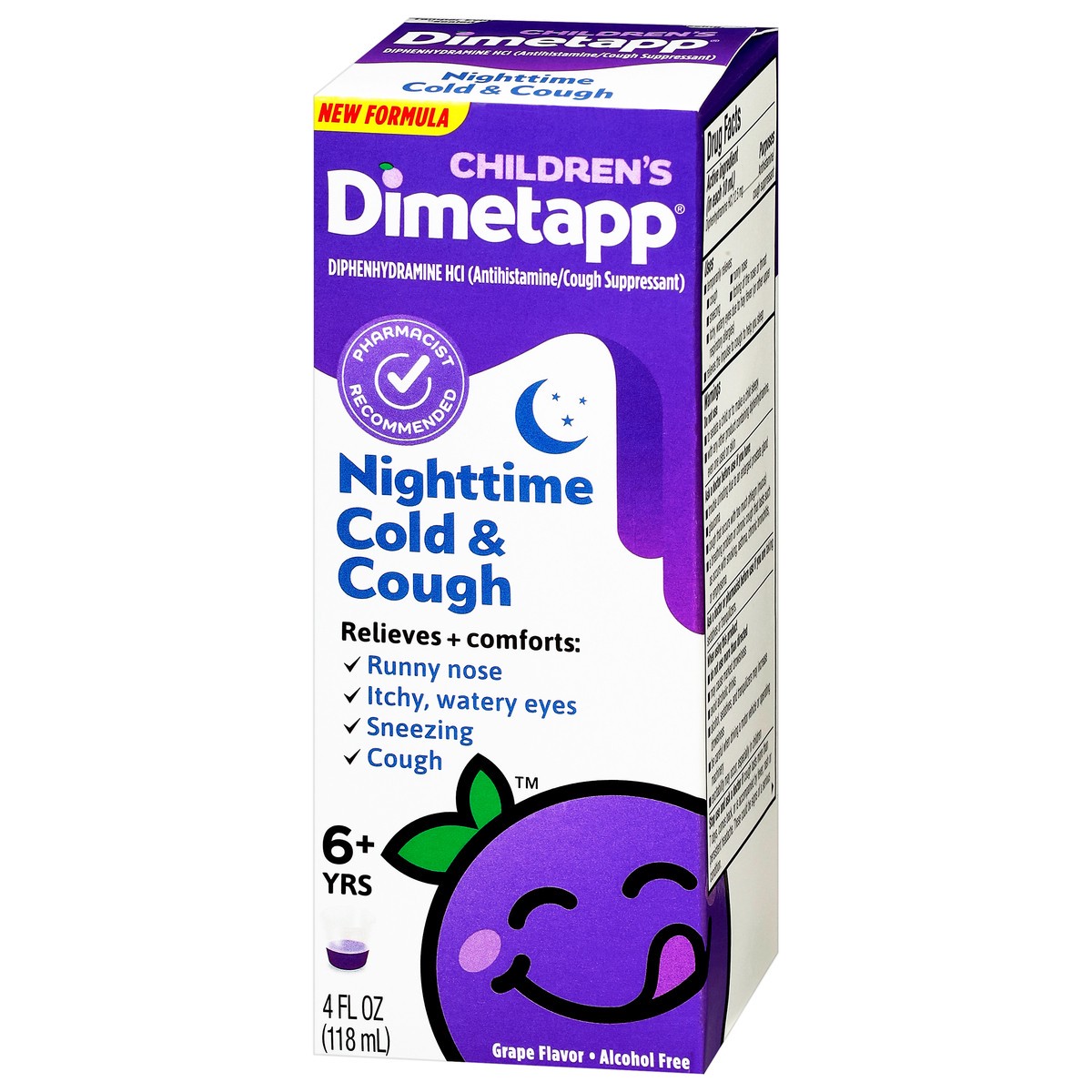 slide 2 of 11, Dimetapp Cold & Cough, Grape Flavor, 6+ Yrs, Children's, Nighttime, 4 fl oz