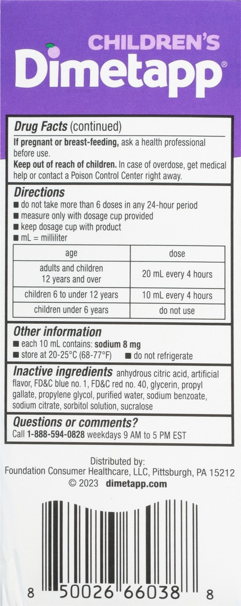 slide 5 of 11, Dimetapp Cold & Cough, Grape Flavor, 6+ Yrs, Children's, Nighttime, 4 fl oz