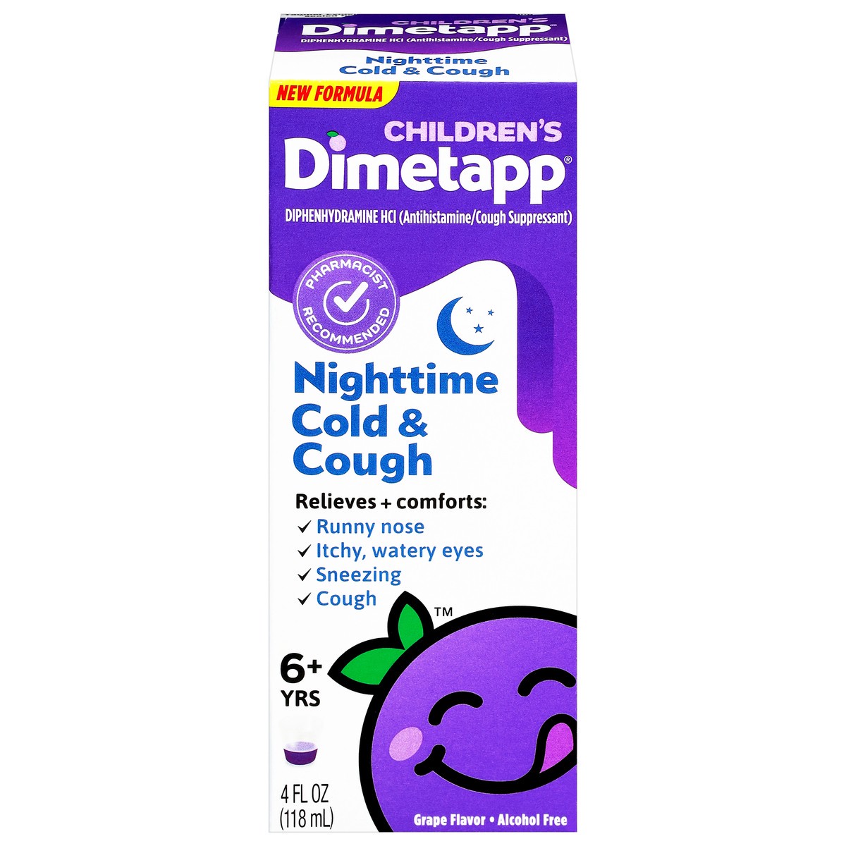 slide 10 of 11, Dimetapp Cold & Cough, Grape Flavor, 6+ Yrs, Children's, Nighttime, 4 fl oz