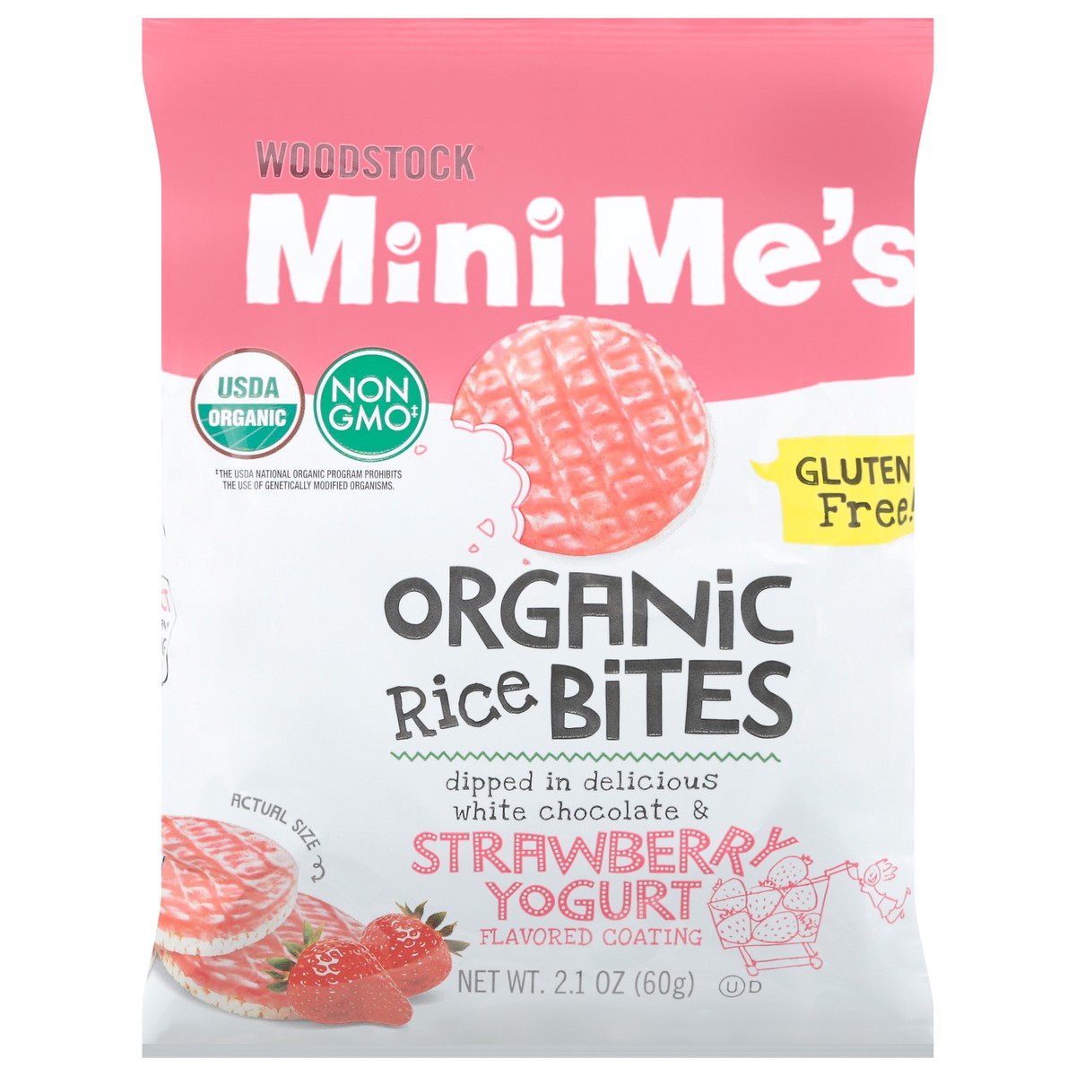 slide 1 of 9, Woodstock MiniMe's Organic Strawberry Yogurt Rice Bites 2.1 oz, 2.1 oz