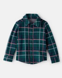 Oshkosh Toddler Boy Plaid Button-Down Shirt - Green Plaid 5T