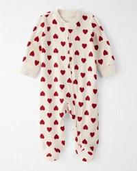 Littleplanet Baby Organic Cotton Sleep & Play Pajamas in Forever Hearts Print Cream 6M