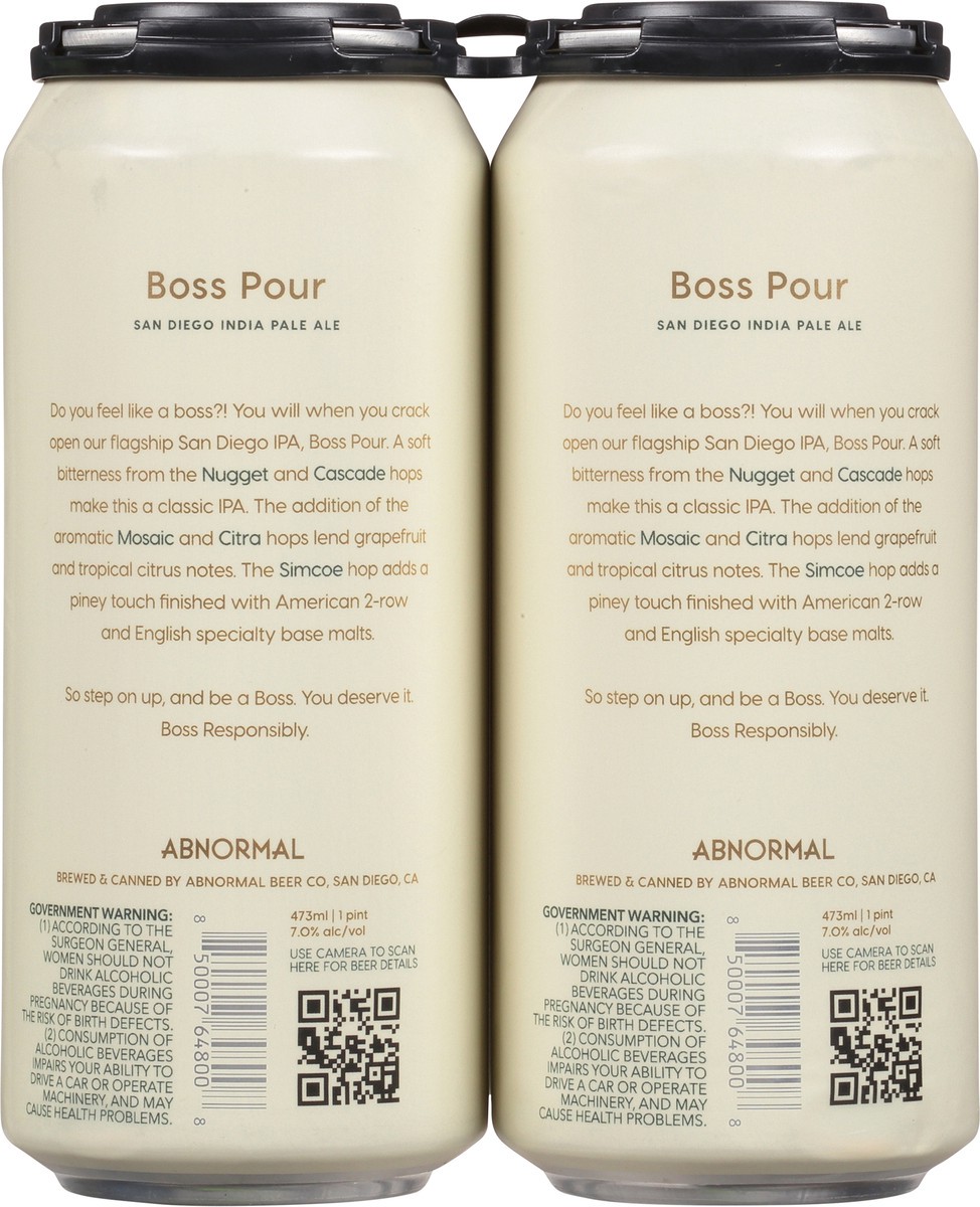 slide 3 of 9, Abnormal San Diego IPA Boss Pour Beer 4 - 473 ml Cans, 4 ct