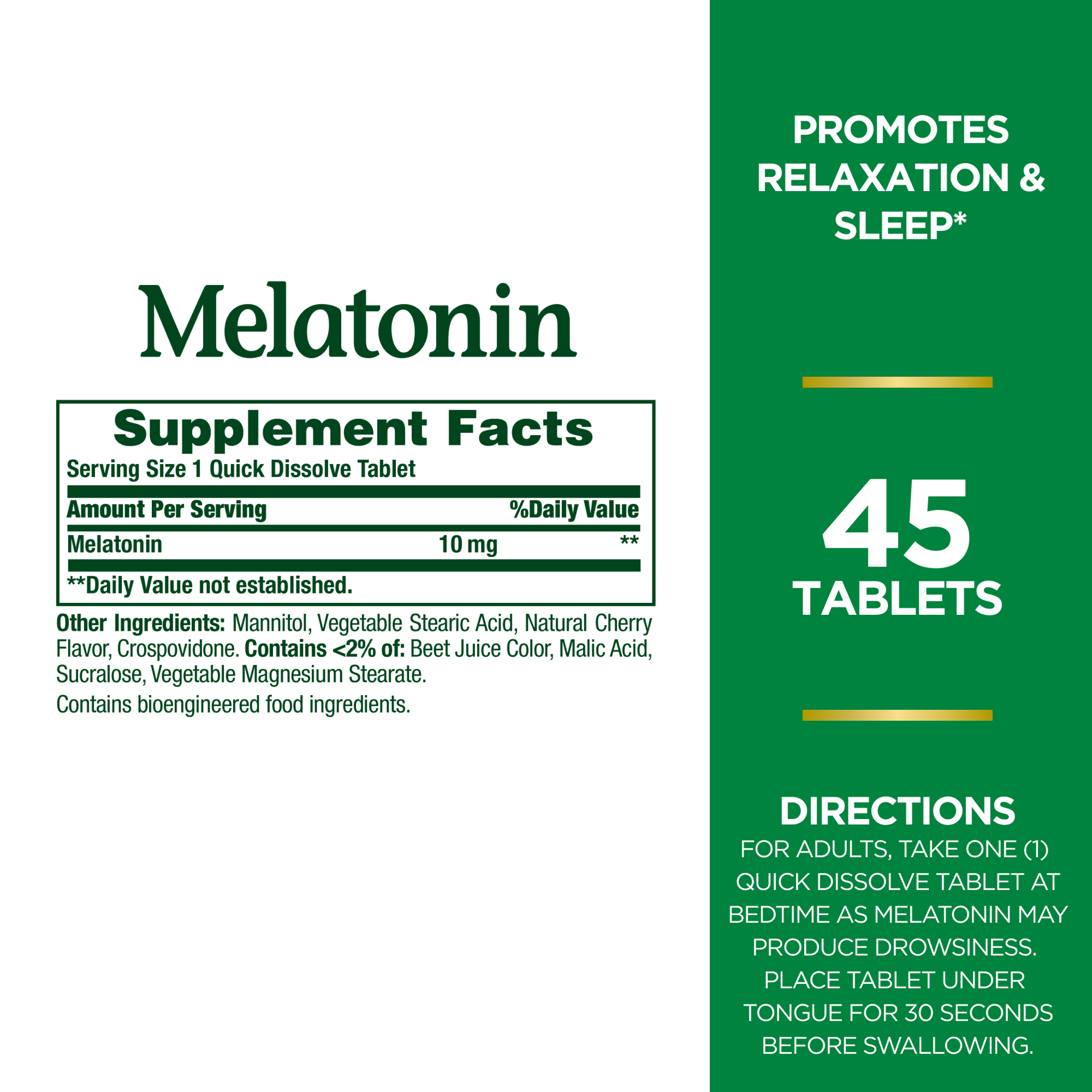 slide 4 of 5, Nature's Bounty Melatonin 10 mg Quick Dissolve Tablet, 45 ct