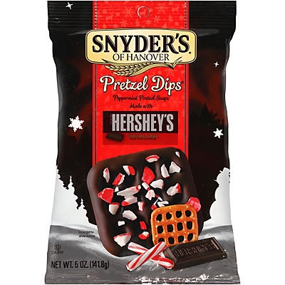 slide 1 of 3, Snyder's of Hanover Hershey's Dark Chocolate Dipped Pretzel Dips with Peppermint, 5 oz