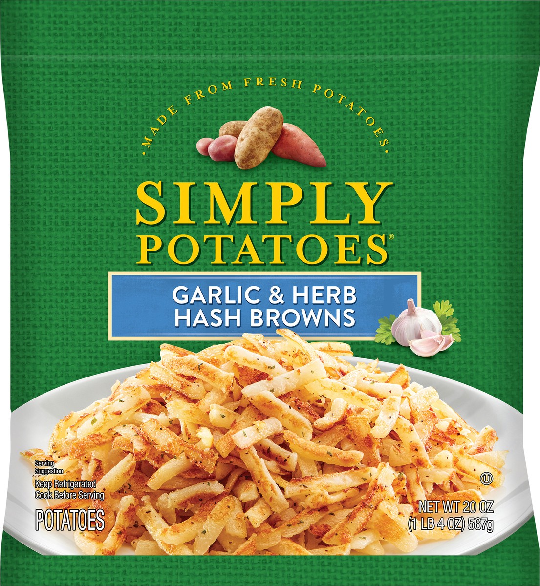 slide 2 of 14, Simply Potatoes Crystal Farms Simply Potatoes Garlic Herb Hash Browns, 20 oz