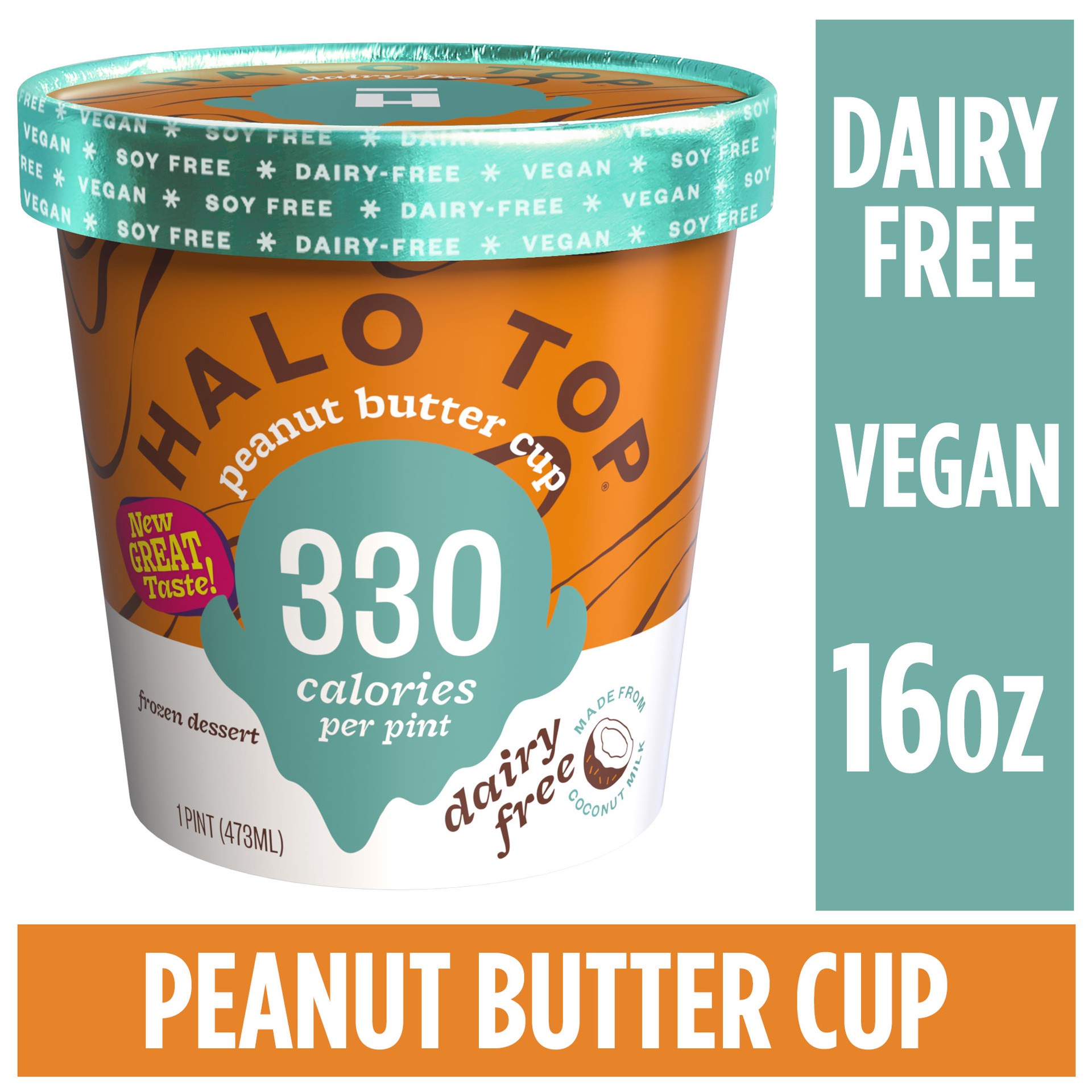 slide 4 of 6, Halo Top Creamery Halo Top Peanut Butter Dairy Free Dessert, 16 fl oz