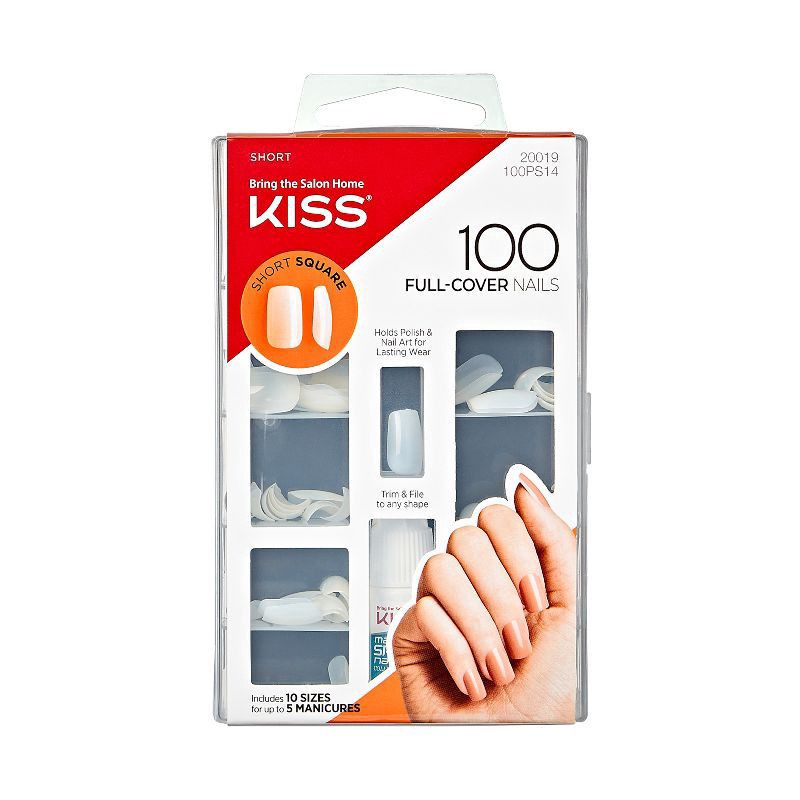 slide 2 of 4, Kiss Square Full-Cover Nails Short 100 ea, 100 ct