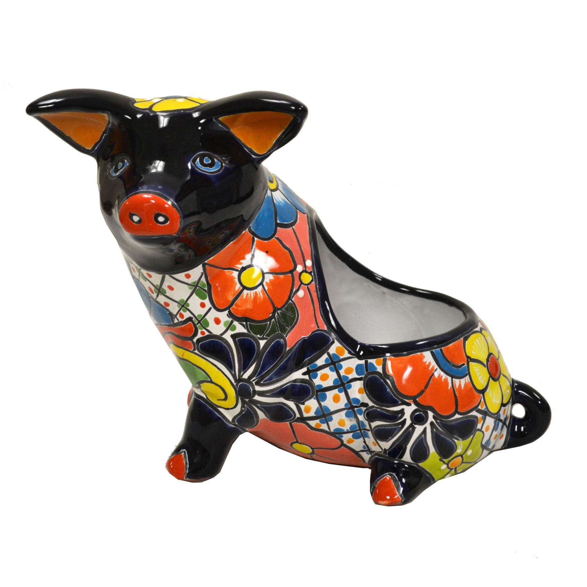 slide 1 of 1, Blue Orange Pottery TalaveraSitting Pig Planter, 1 ct