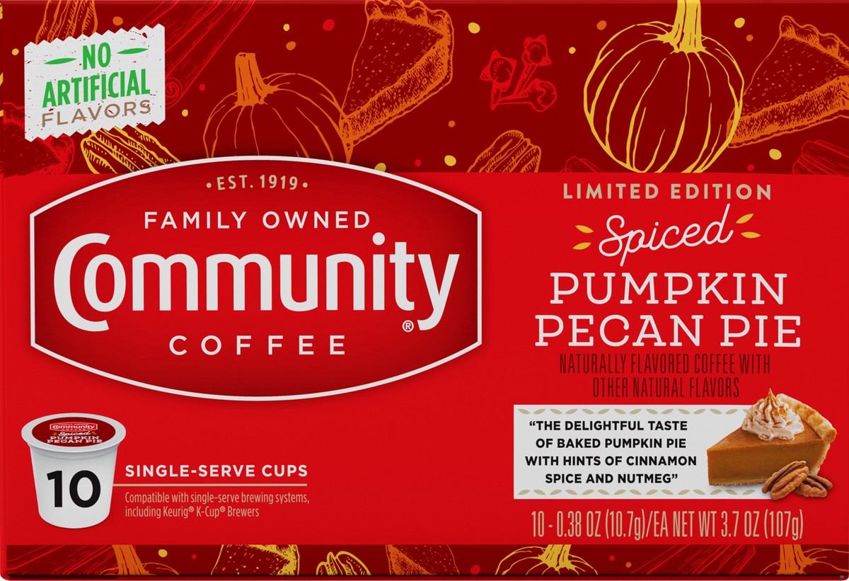 slide 10 of 10, Community Coffee Coffee, Spiced Pumpkin Pecan Pie, K-Cup Pods, 10 ct