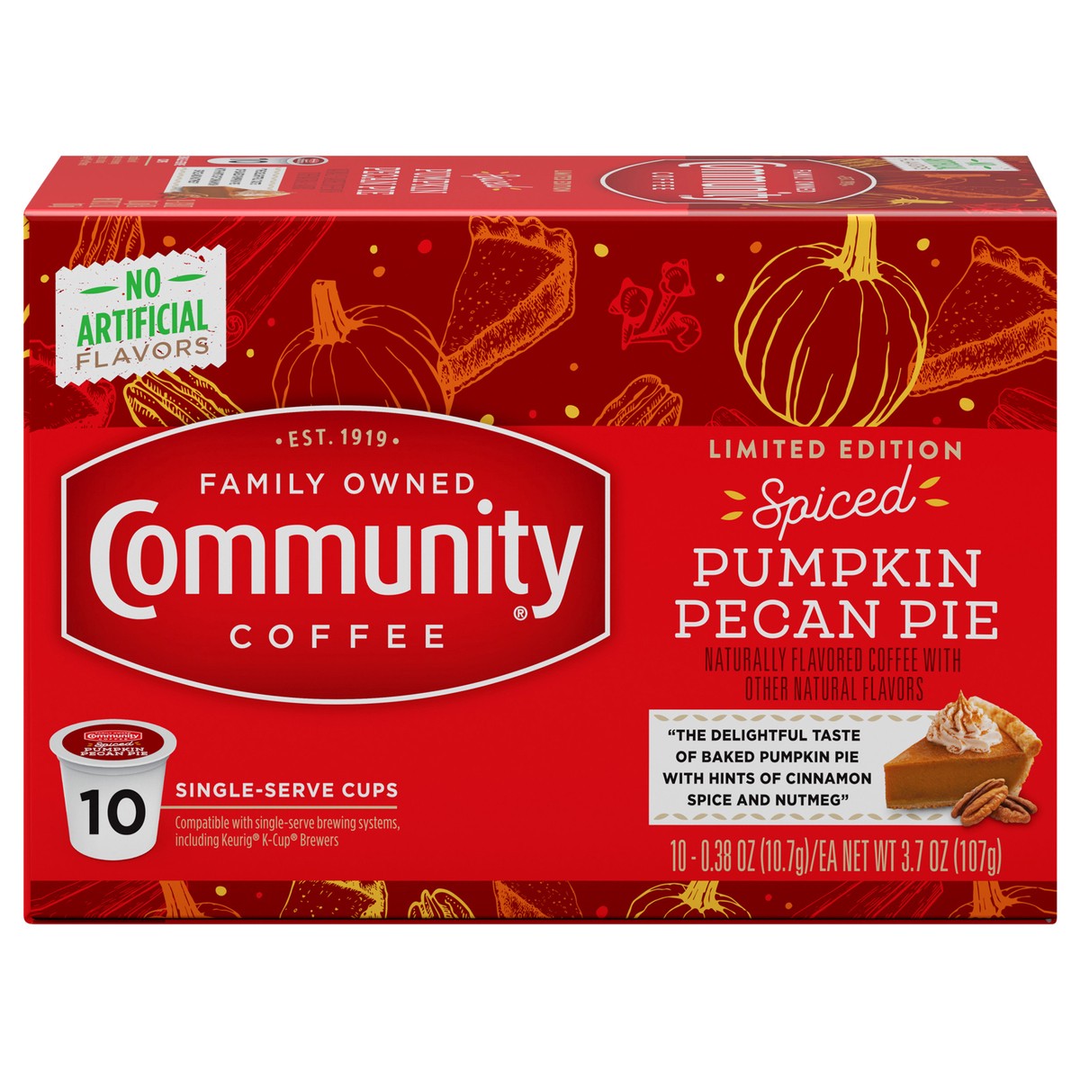 slide 7 of 10, Community Coffee Coffee, Spiced Pumpkin Pecan Pie, K-Cup Pods, 10 ct