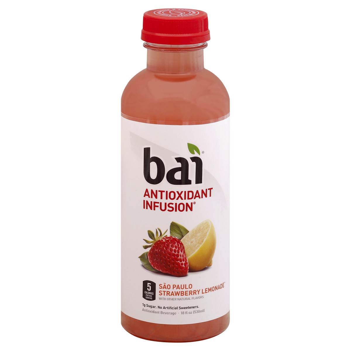 slide 2 of 5, Bai Flavored Water, São Paulo Strawberry Lemonade, Antioxidant Infused Drinks, 18 Fluid Ounce Bottle, 18 fl oz