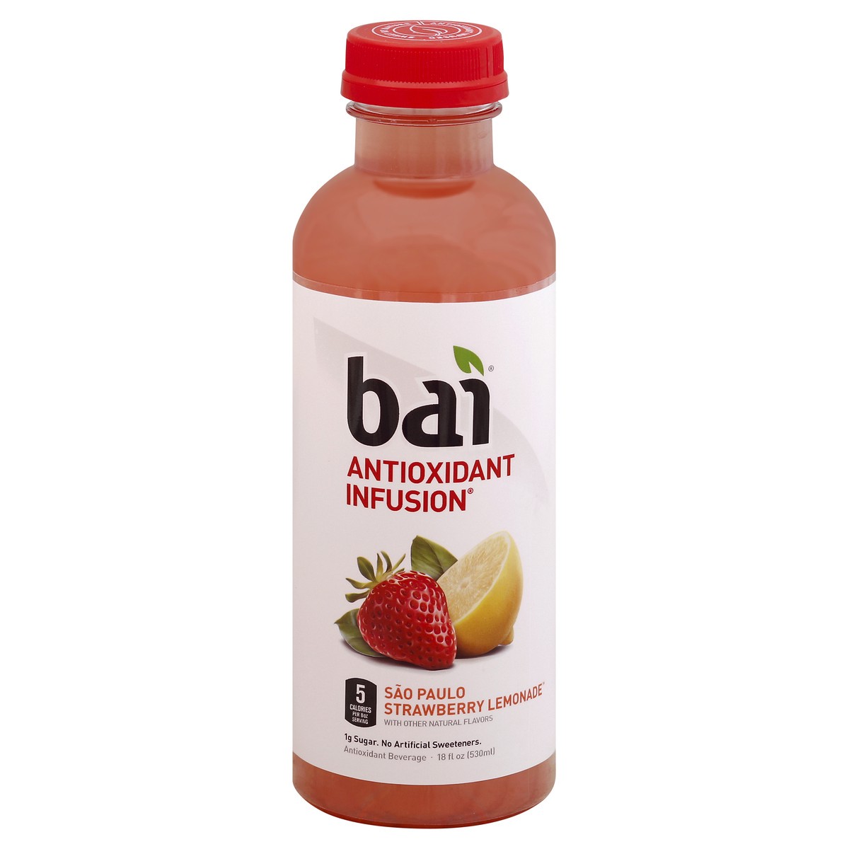 slide 3 of 5, Bai Flavored Water, São Paulo Strawberry Lemonade, Antioxidant Infused Drinks, 18 Fluid Ounce Bottle, 18 fl oz